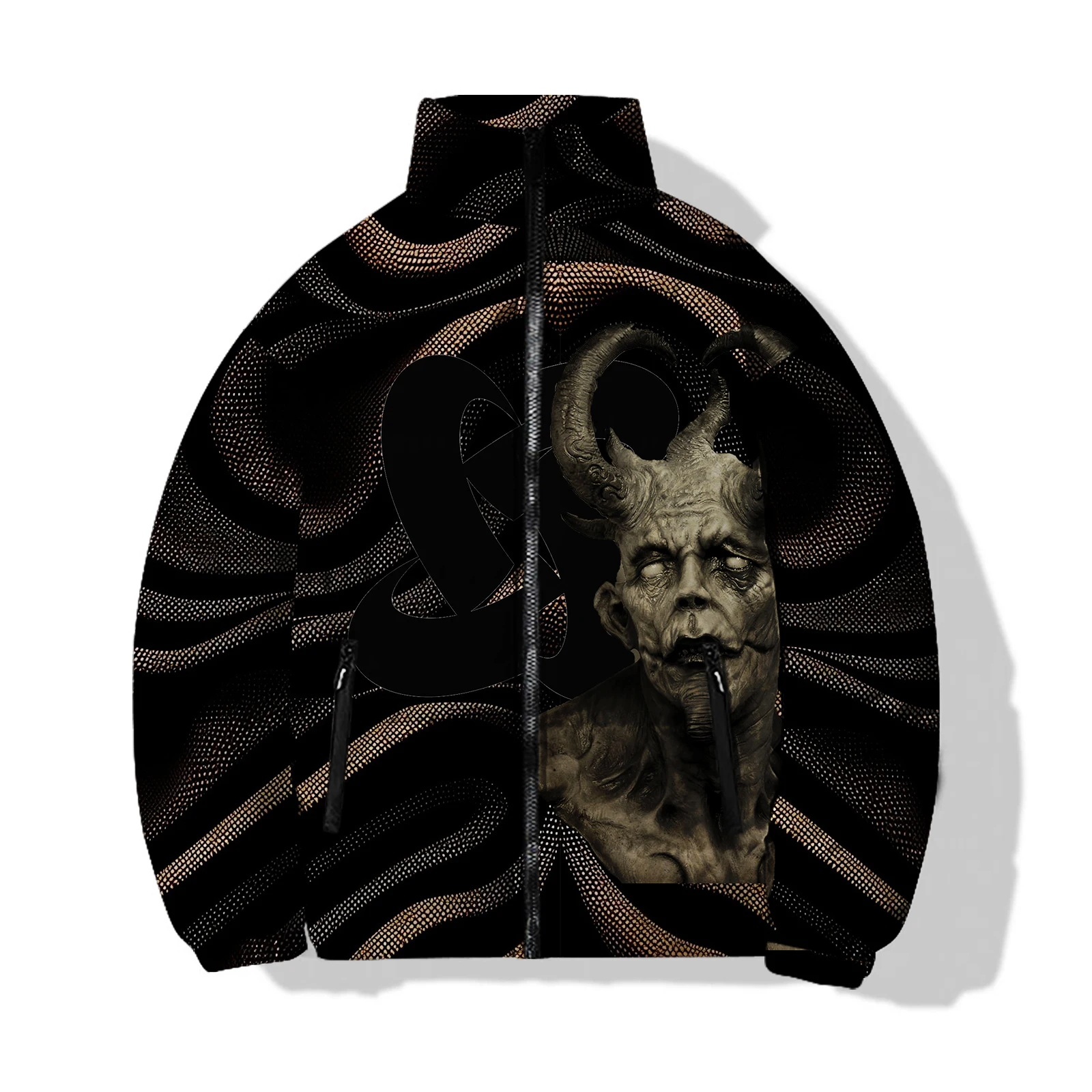 thumbnail image 1 of Abrigo de invierno de monstruo para hombre, chaquetas de moda con estampado 3D para hombre, parka fría de demonio, parkas cálidas y aterradoras para hombre, abrigos duraderos, 1 of 5