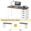 Tribesigns Computer Desk with 5 Drawers, 47 inches Rustic Brown Home Office Desk with Storage, Modern Simple Laptop Desk Study W 6