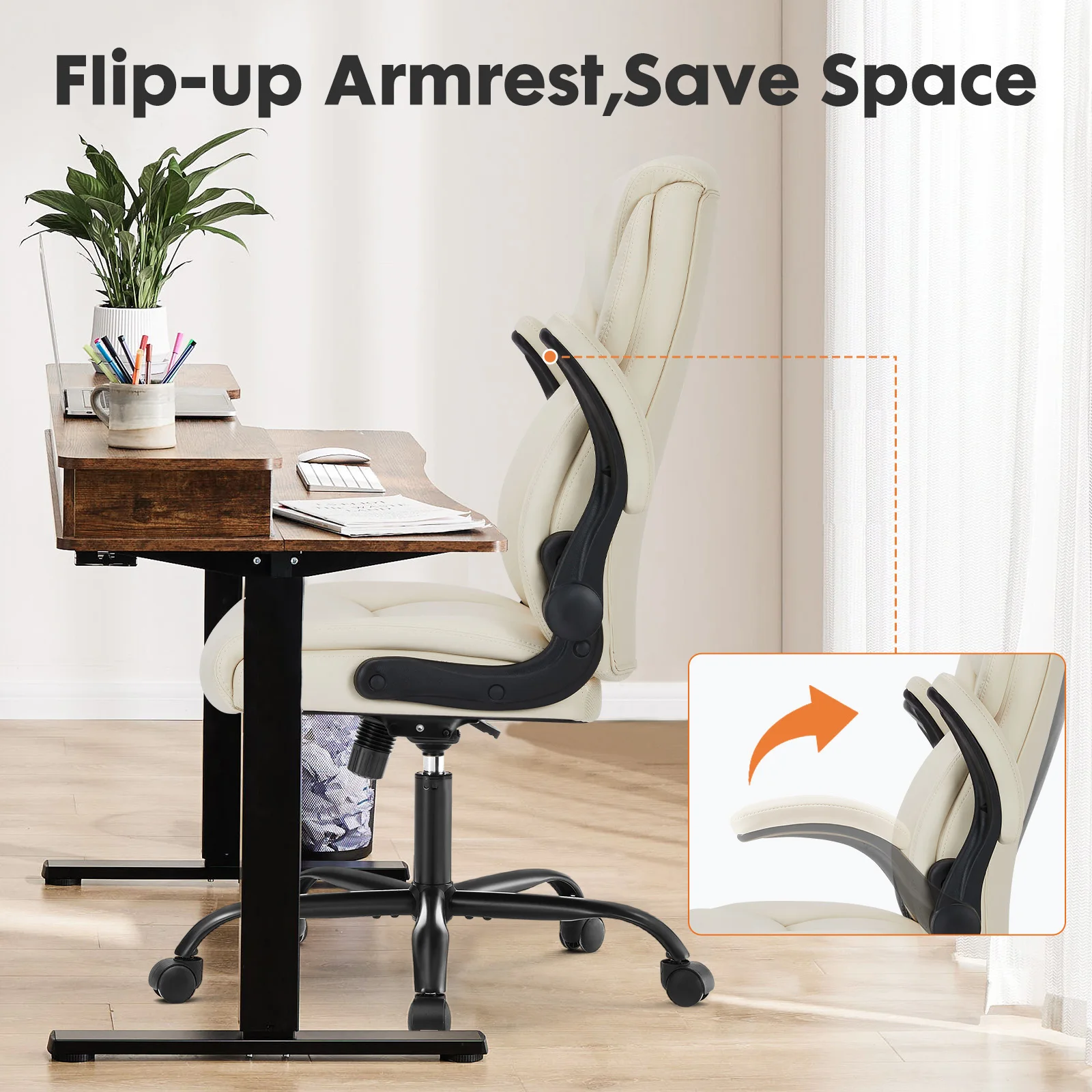JHK Ergonomic Office Chair Heavy Duty Task Desk Chair with Flip-up Arms PU Leather Adjustable Swivel Rolling Gaming Chair 5 JHK Ergonomic Office Chair Heavy Duty Task Desk Chair with Flip-up Arms PU Leather Adjustable Swivel Rolling Gaming Chair 5
