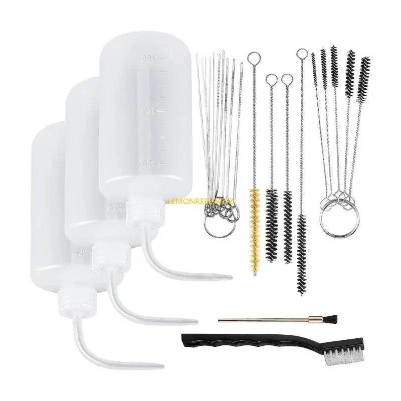 63HA 24Pieces Multipurpose Sprayer Cleaning Set with 4 Bottles and 21 Brushes for Professional Paint Practical Tool