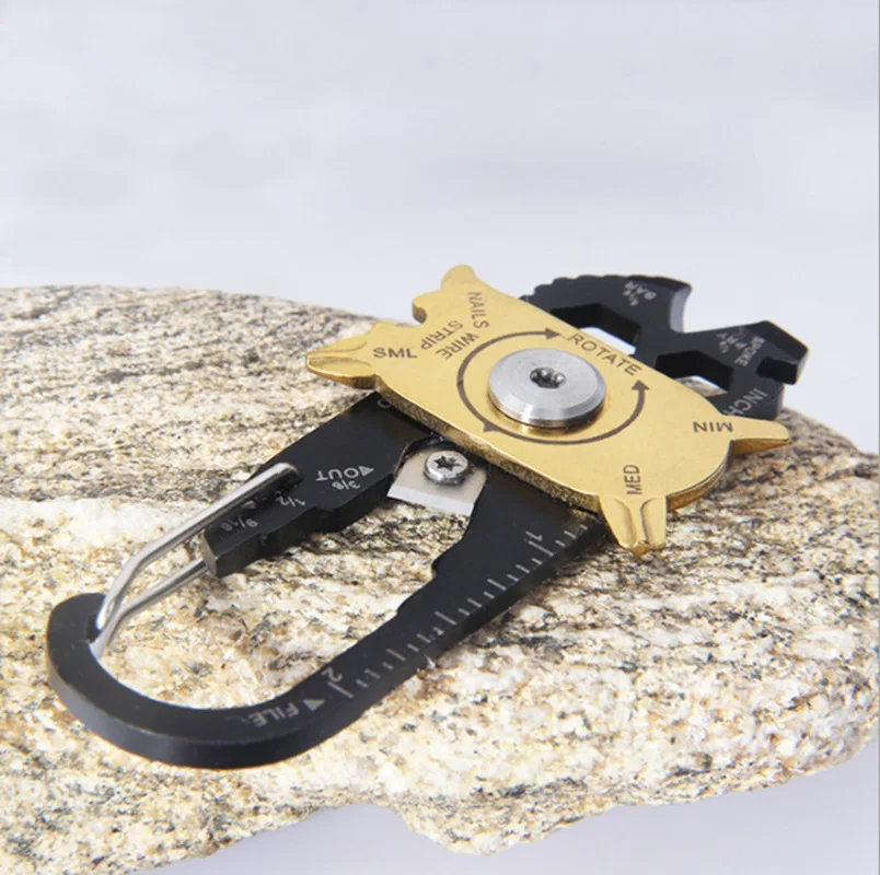 Mini Creative wheel multi-functional combination tool 20-in-1 stainless steel wrench screwdriver EDC outdoor portable gadget keychain tool multi function tool