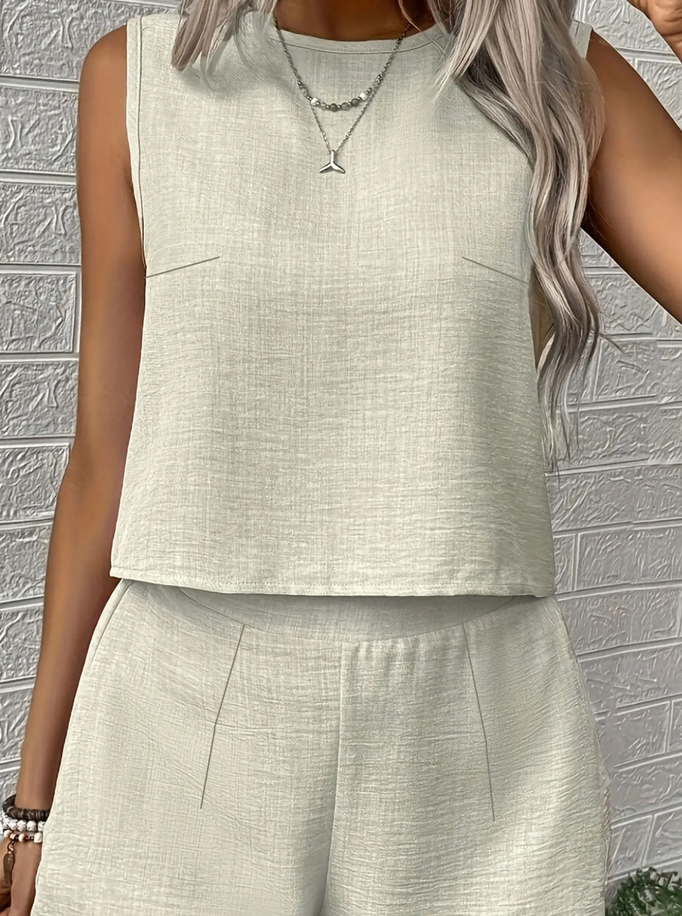 Apricot Ladies Large Size Woven Casual Set Comfortable Fashionable plus Size Outfit Women's Clothing Set Apricot 6