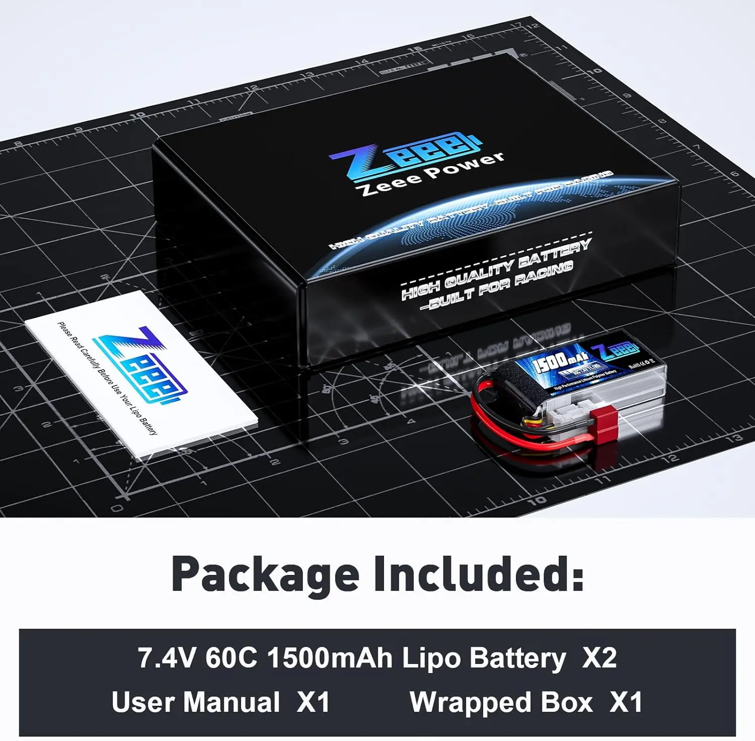 2pcs Zeee 2S 1500mAh Lipo Battery 7.4V 60C with Deans Plug for FPV Drone Boat RC Car Racing Hobby Specialized Lipo Model Parts 6