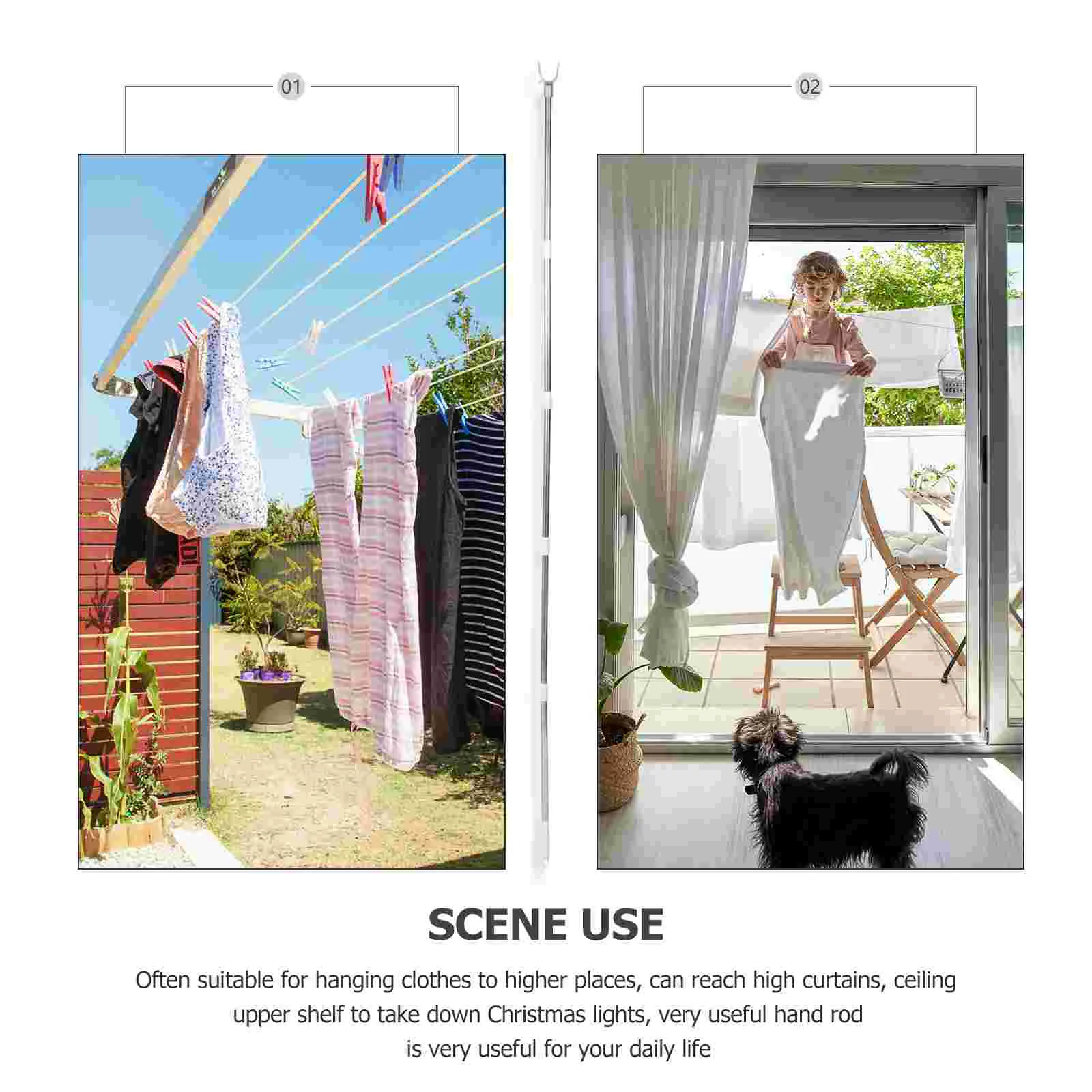 Clothes Drying Rod Long Pole Reaching Household Detachable Clothesline  Adjustable Balcony Heavy Duty Telescoping - AliExpress