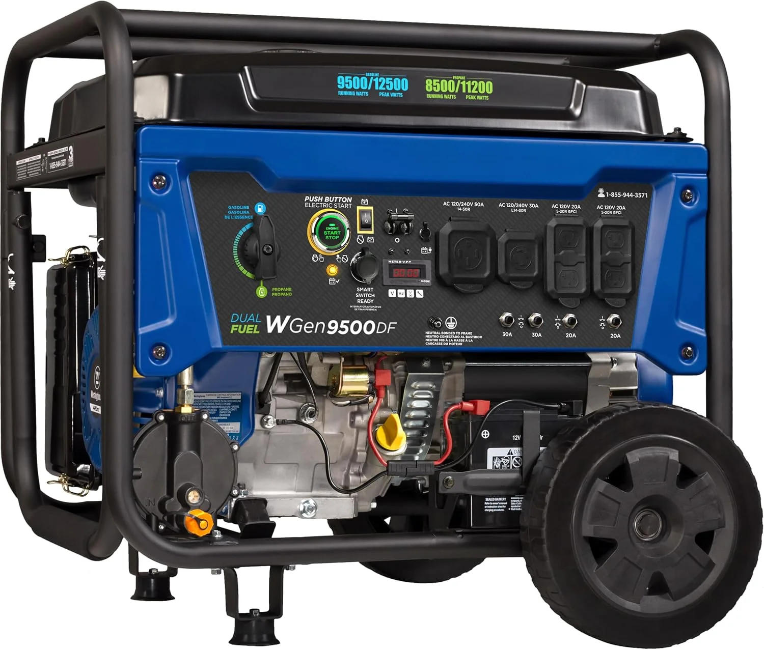 Description Picture 3 of item12500 Watt Dual Fuel Home Backup Portable Generator, Remote Electric Start, Transfer Switch Ready, Gas and Propane Powered