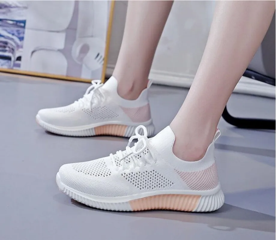 

Женские кроссовки из сетчатого материала, белые дышащие Нескользящие кроссовки для занятий спортом, прогулок, летние кроссовки, новинка весны-лета 2023