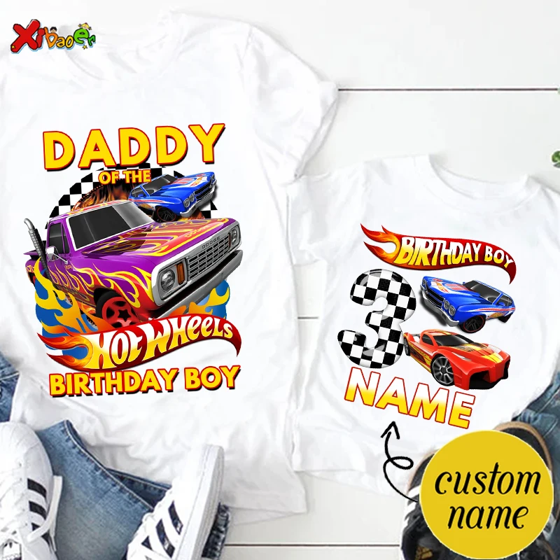 Hotwheels Birthday Tshirt Kids Boys Shirts for Family Matching Clothes Party Girls T Shirt Gift Clothing custom name Outfit tees