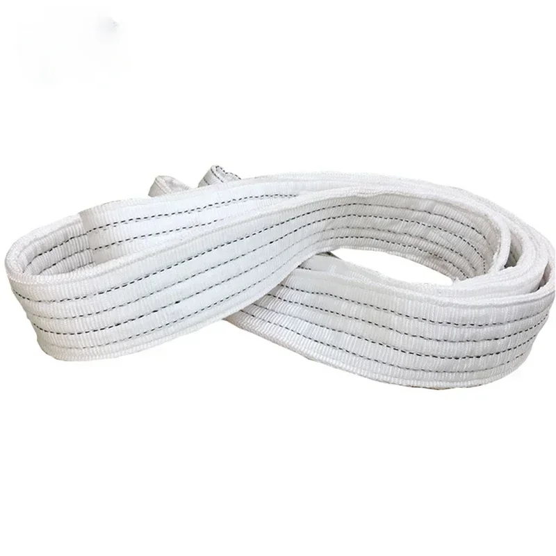 Lifting Belt 1Ton 2Ton 3Ton Industrial Lifting Belt Wear Resistant White Flat Lifting Belt Trailer Sling Crane Hoisting Cargo Polyester
