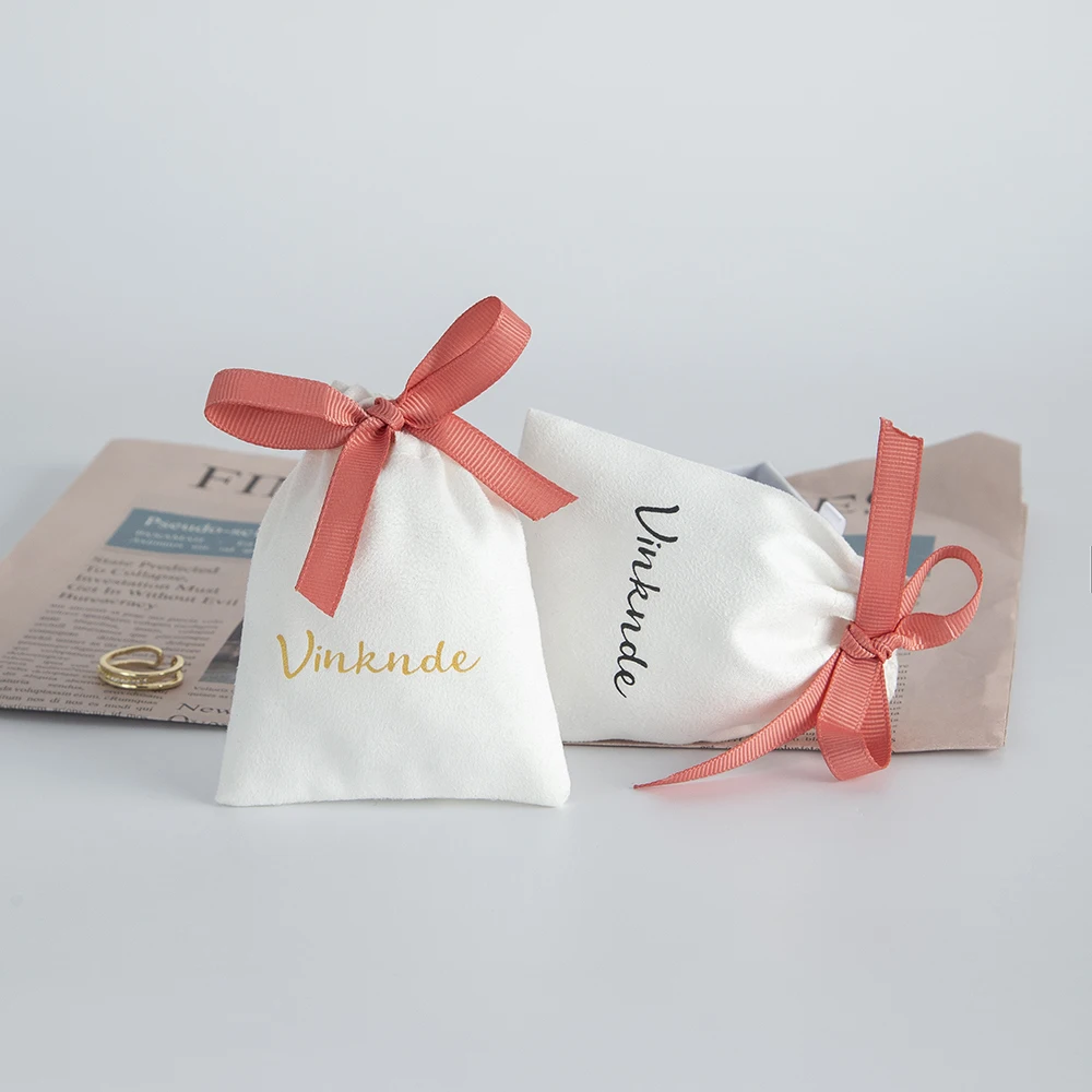 50 Stück weiße Flanell-Schmuckverpackungs-Geschenktüten, Beutel mit dünnem Samtband und Kordelzug, kleiner Schmuck- und Uhren-Organizer-Sack – Detail 11