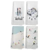 2PCS Winter Ski Skier Kitchen Towel and Napkin Set, Ski Gift, Ski Decoration, Winter Drying Cloth Hand Towel Tea Towel for Bathr 1