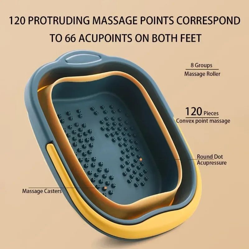 Foot Bath Bucket Collapsible Foot Bath Soaking Tub Handle Spa Bath Massager Basin