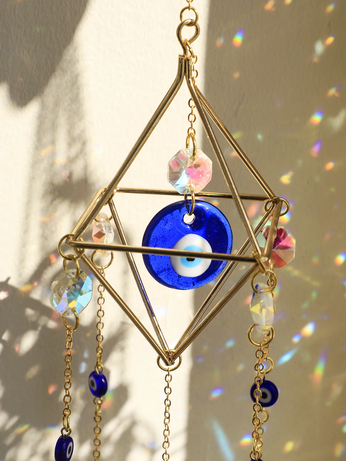 Description Picture 4 of itemWall Hanging Suncatcher Evil Eye Wind Chime Prism Suncatcher Rainbow Maker Light Catcher Garden Decoration Outdoor Decor Gift