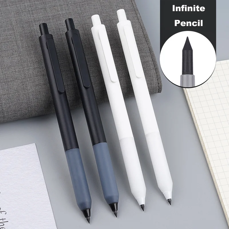 Aesthetic School Supplies Black Infinity Pencil Erasable Pens White Eternal Pencil for School Office Accessories