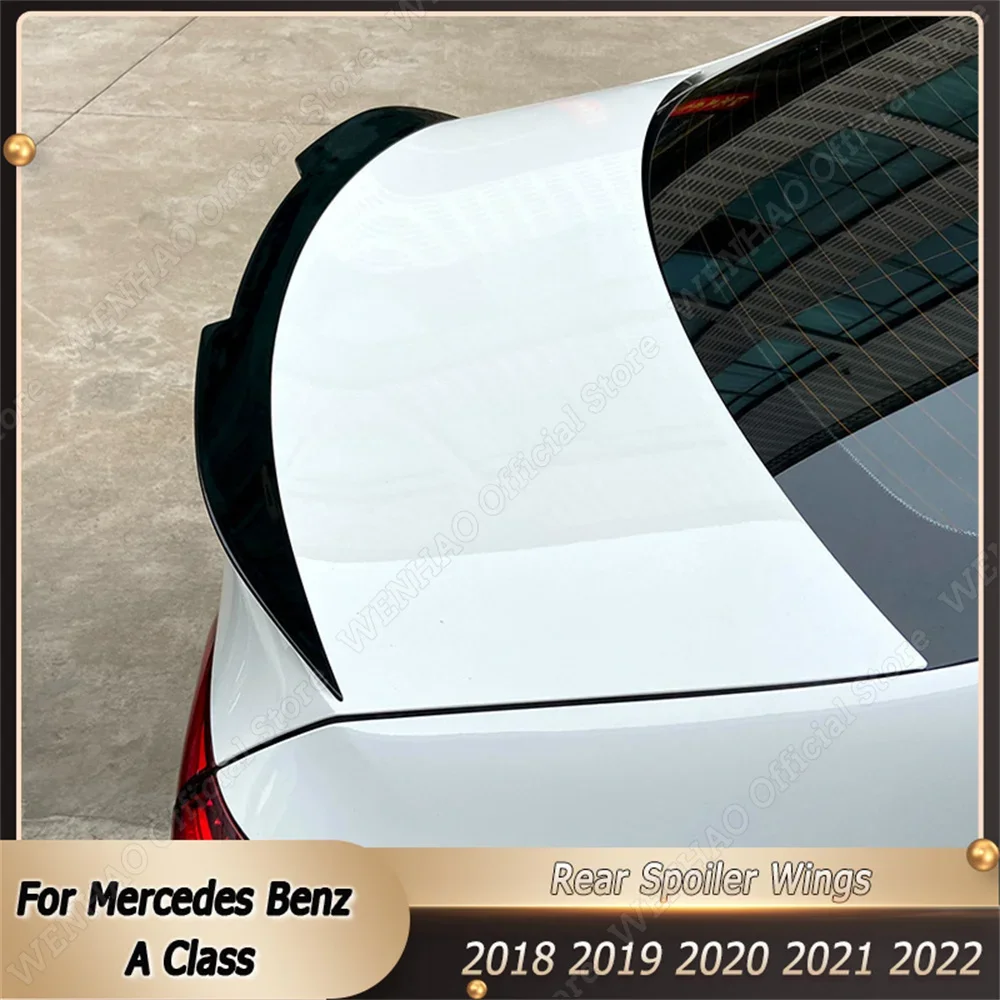 

For Mercedes Benz A Class W177 A180 A200 A220 A250 Sedan/Saloon 2018-2022 Rear Bumper Spoiler Lip Trunk Wing Tail Gloss Black
