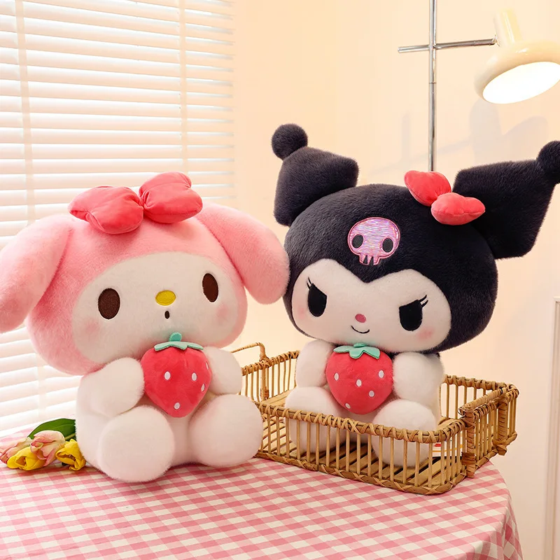 Sanrio Strawberry Kuromi Doll Peluche Melody Strawberry Cinnamoroll Dolls Bambini Che Dormono Giocattoli Di Compleanno Per Bambini Regali