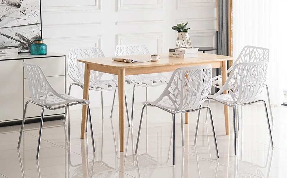 Description Picture 5 of itemModern Black Dining Chairs Set of 6,Plastic  Birch Chairs, Dining Chairs Set for Living Room/Kitchen/
