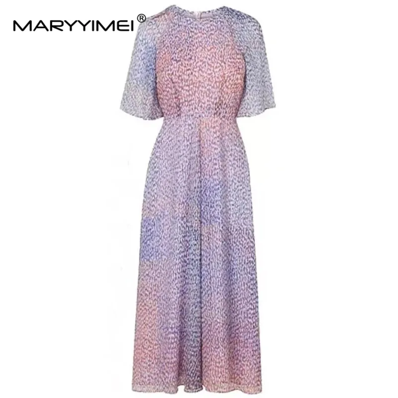 

Модное дизайнерское летнее женское платье MARYYIMEI, свободные элегантные платья с коротким рукавом и цветочным принтом