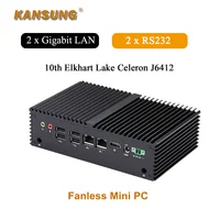 KANSUNG Intel 10th Gen Celeron J6412 DDR4 UHD Graphics 2 RJ-45 LAN AES-NI Nettop Micro Computer Fanless Mini PC 1