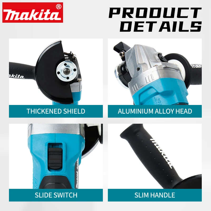 Makita brushless lithium electric hand grinder, handheld angle grinder, rechargeable angle grinder Ga035g Ga050g 4