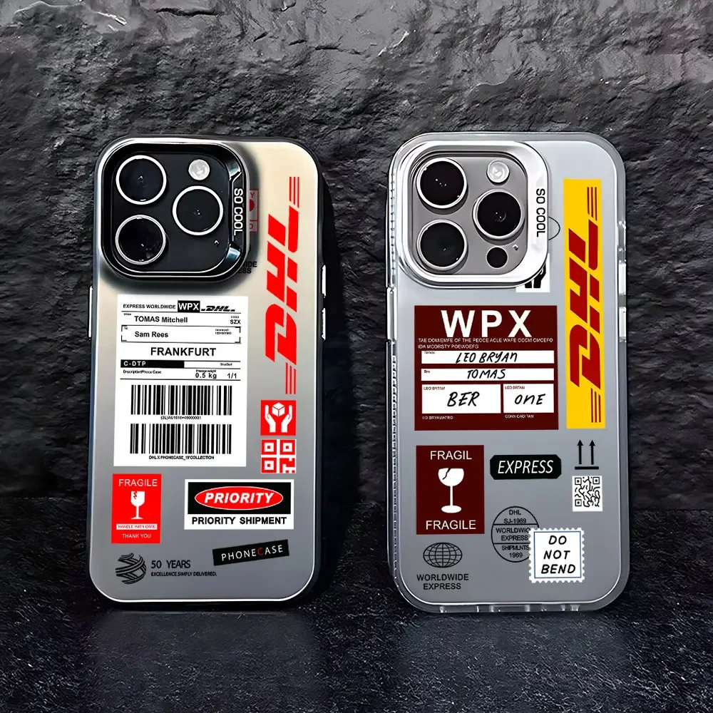 Hot Trend Barcode Label D-DHL Phone Case For iPhone 16 15 14 13 12