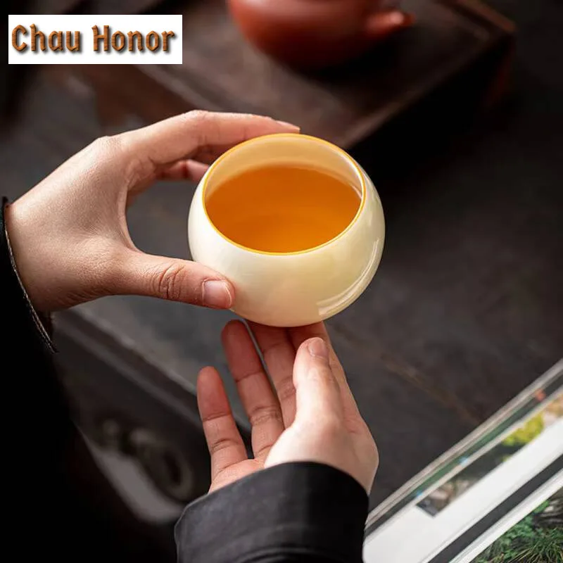 180ml Jade Grease Ru Porcelain Meditation Cup Ceramic Kung Fu Tea Set Master Cup Handmade Household Drinkware Accessories Gifts