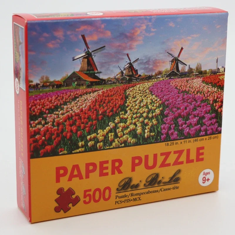 46*28cm Jigsaw Puzzles 500 Pieces Paper Puzzle Landscape Oil Painting Art Decompression Toys For Adults Family Games Ragby Dogs 2