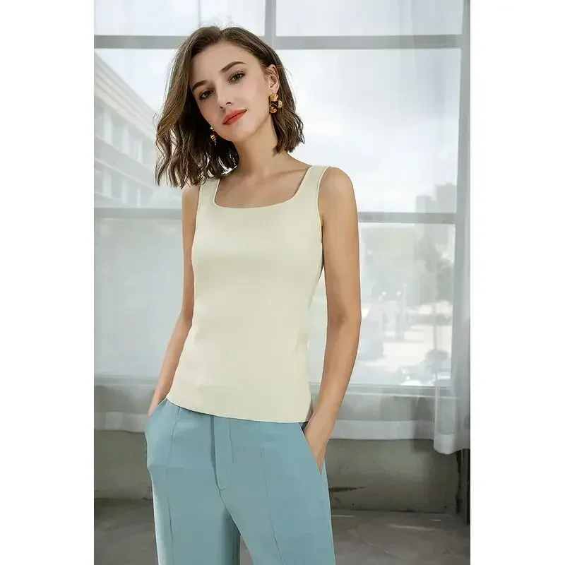 Fashion Deep Square Collar Vests Summer New Fashion Sexy Women's Crop Tops Sling Vest Camis