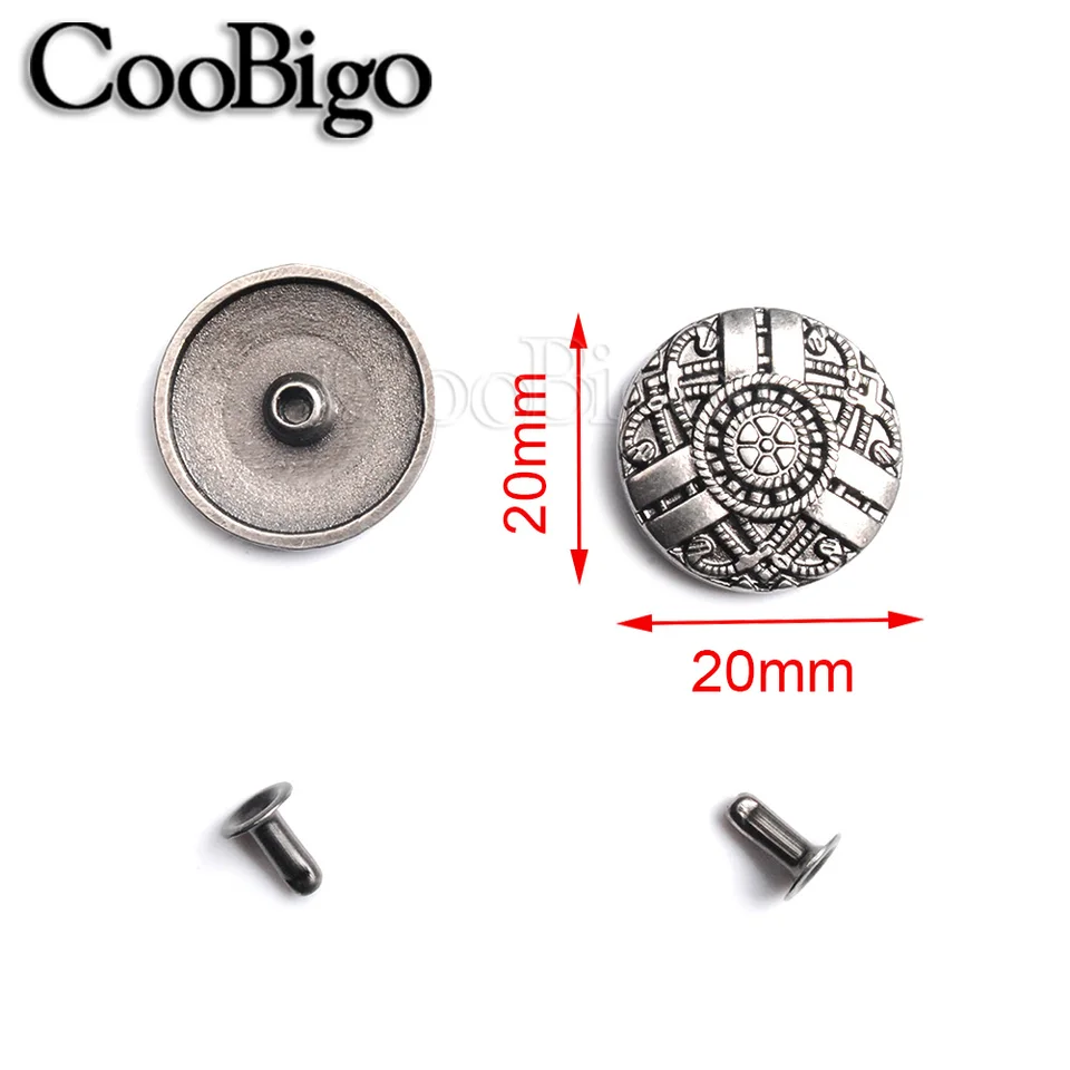 Conchos Pelle E Metallo - 12 Bottoni Decorativi Con Viti | Borchie Stile Western Per Borse, Cinture E Selle | Accessori Fai Da Te In Lega Di Zinco