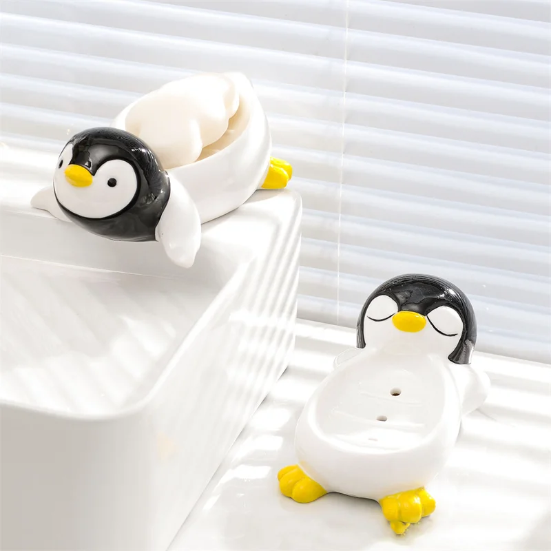Cartoon Cute Drain Soap Box No Water Soap Box Wash basin Drainage Shelf Ceramic Soap Dish Household 5
