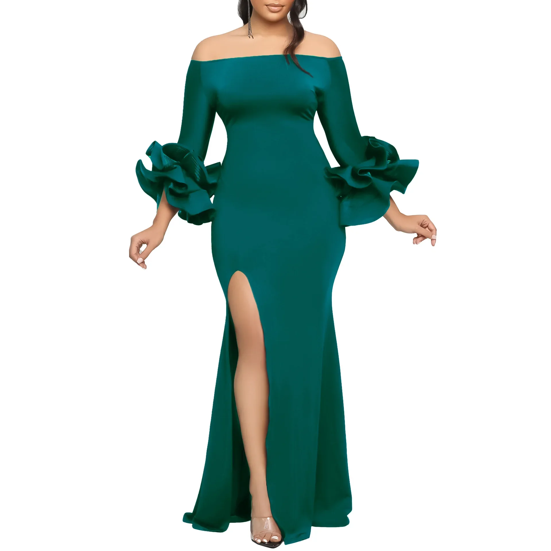 

Африканская одежда Dashiki, весна 2024, Новое поступление, модное Африканское платье с длинным рукавом из полиэстера, облегающее вечернее платье, длинные платья макси