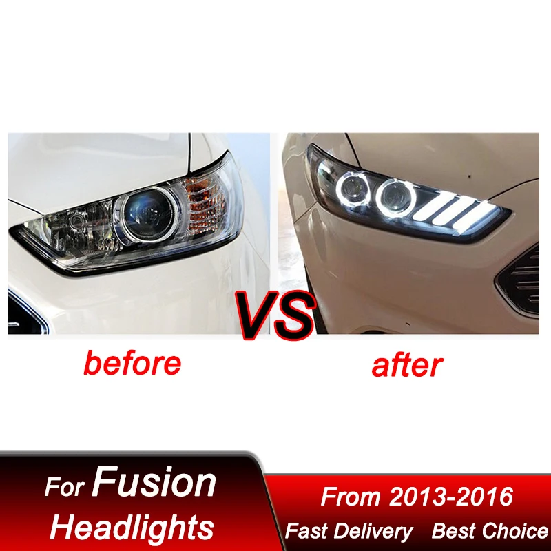 Car styling Headlights For Ford Fusion Mondeo 2013-2016 Mustang style full LED Headlamp Assembly Projector Lens Accessories Kit - Image 3