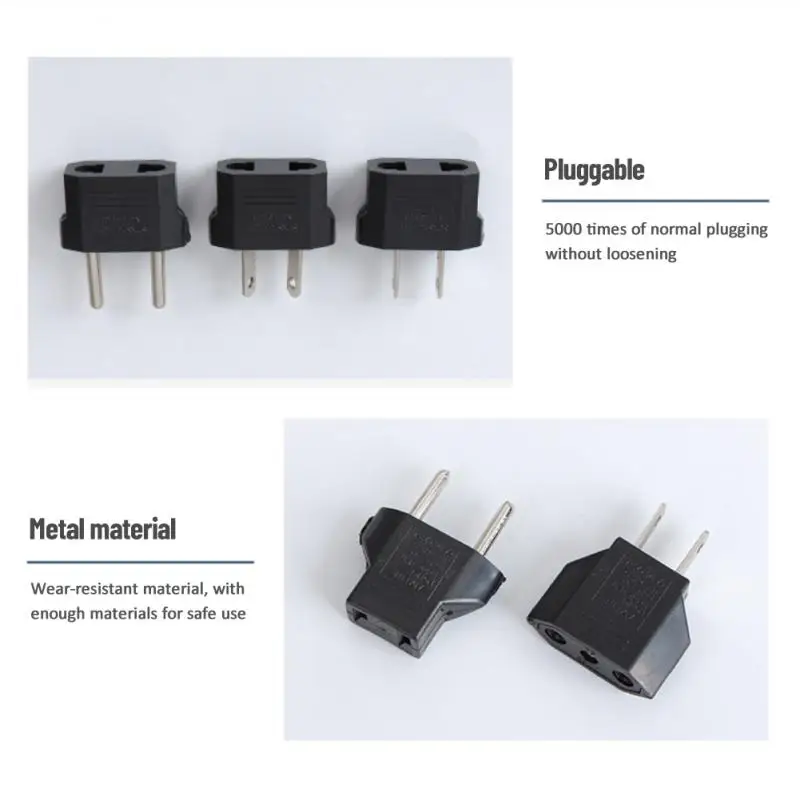 Plug Adapter 1/2PCS 4.0/4.8mm EU US To Euro US Converter American Socket Travel Household Power