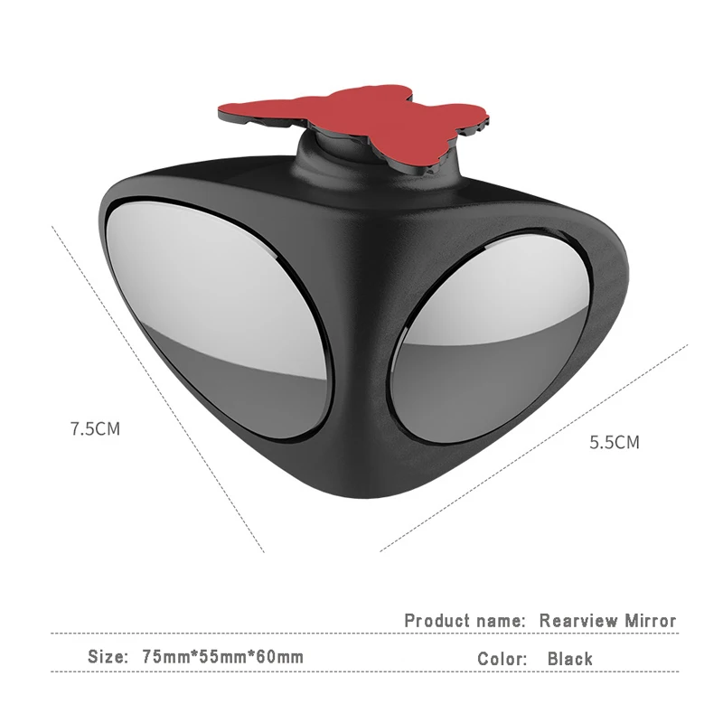 OPI01803-MIROIR DE SORTIE,Miroir d'Angle Mort HD, 360 Degrés, Rétroviseur  de Voiture, Convexe et Réglable, pour Voiture, Grand Ang