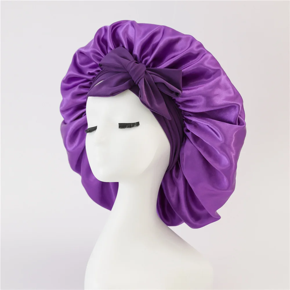 2Pcs/Lot Satin Bonnet Silk Bonnet for Sleeping Layer Satin Lined Hair with Tie Band Bonnets for Women Jarin Hair