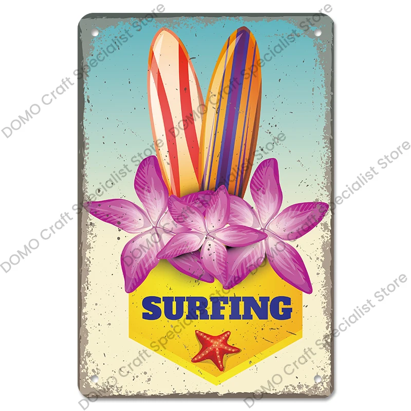 Targa in metallo con scritta Surfing Choose Something Fun