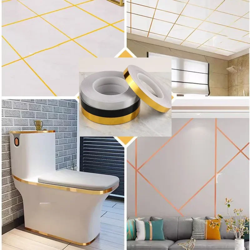 20M Ceramic Tile Mildewproof Gap Tape Gold Silver Black Self Adhesive Wall Tile Floor Tape Sticker Home Decorations