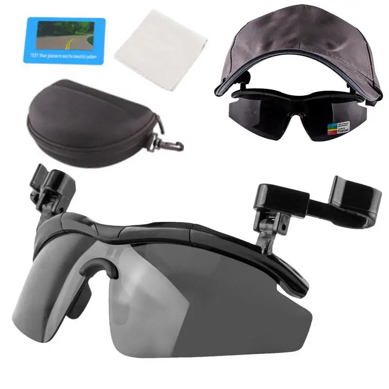 Tac Outdoor polarizada Pesca Óculos, viseiras ajustáveis, Sport Clips Hat, Clip em óculos de sol para ciclismo Caminhadas e Golf Eyewear