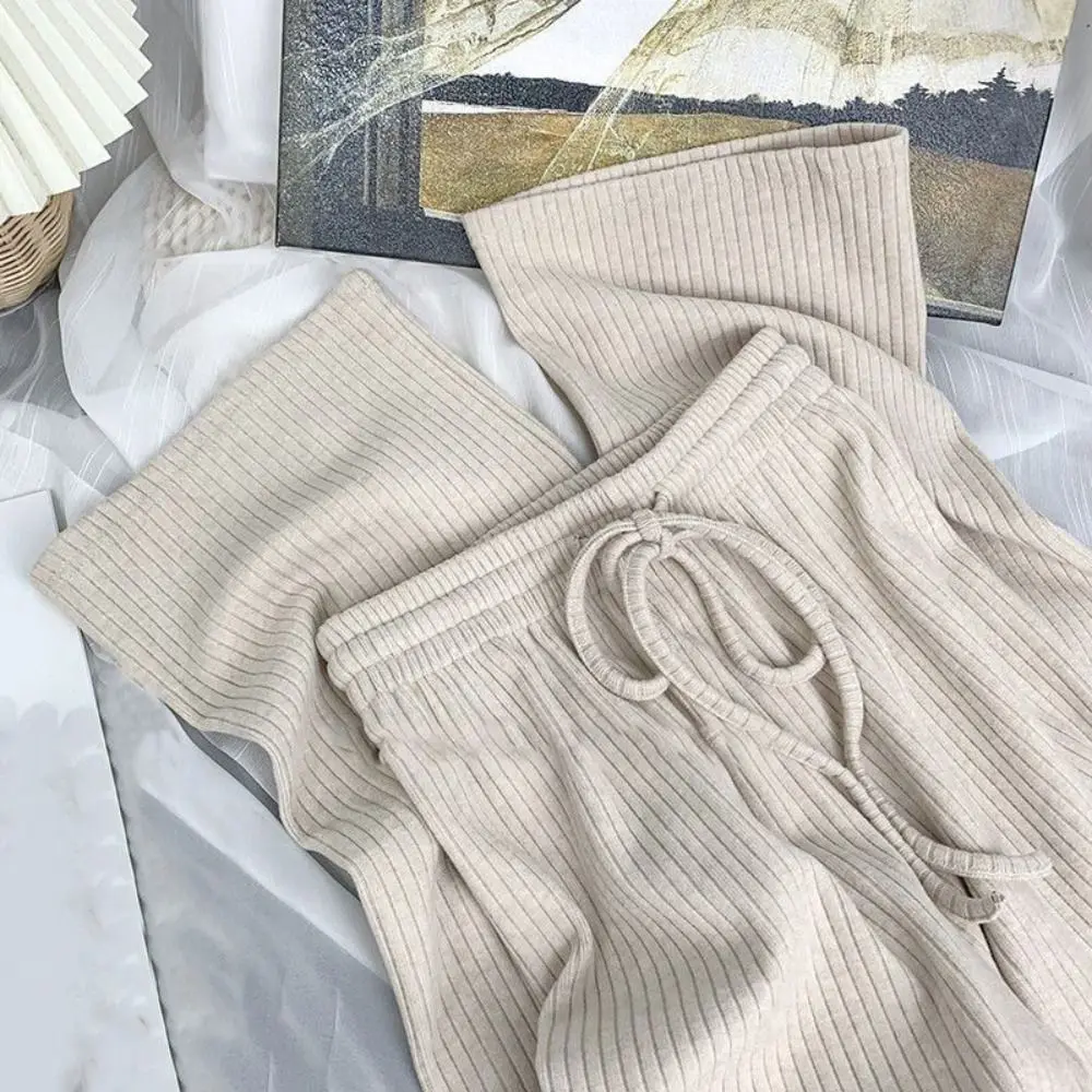 Loose Girl Straight Leg Pants High Waist Elastic Teens Casual Pants Drawstring Trousers Children Wide Leg Pants Autumn