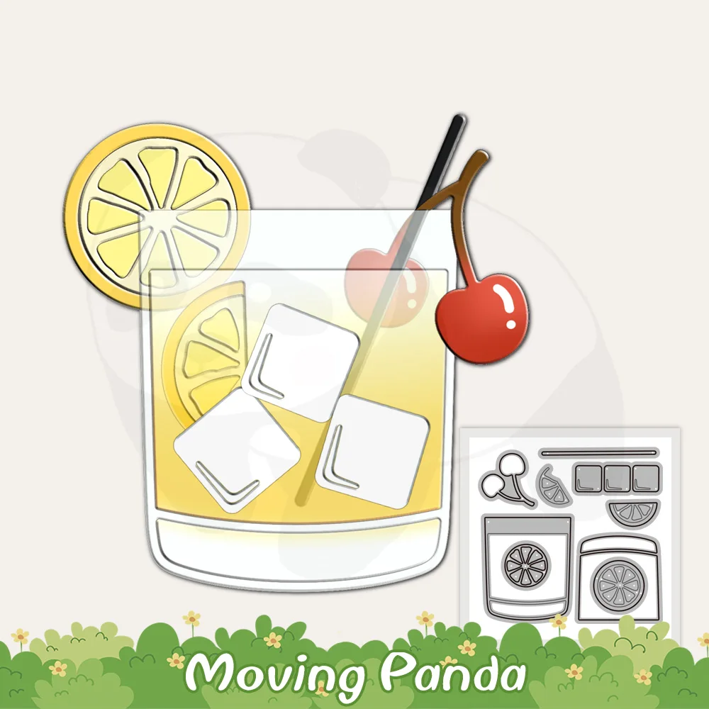 Glass Ice Cherry Lemon Tea Fustelle Fai Da Te Scrapbooking Forniture Summer Cooling Drink Metal Cut Dies For Cards Album Crafts