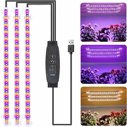 Versatile Indoor LED Grow Light with Timer - Dimmable Full Spectrum - USB (3 Colors 3Heads)
