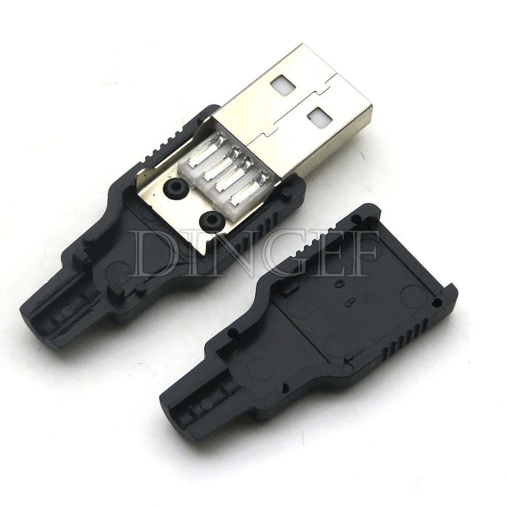 10-Pack Type A USB Plug Socket Connectors with Black Plastic Covers