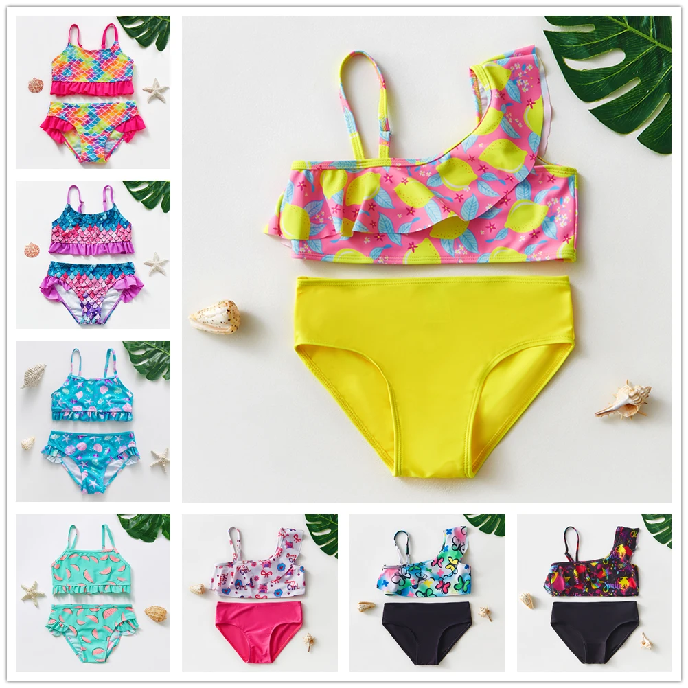 2~10Y Toddler Baby Girls Two pieces Swimsuit Girls swimwear Kids Bikini set Kids Beachwear children swimsuit