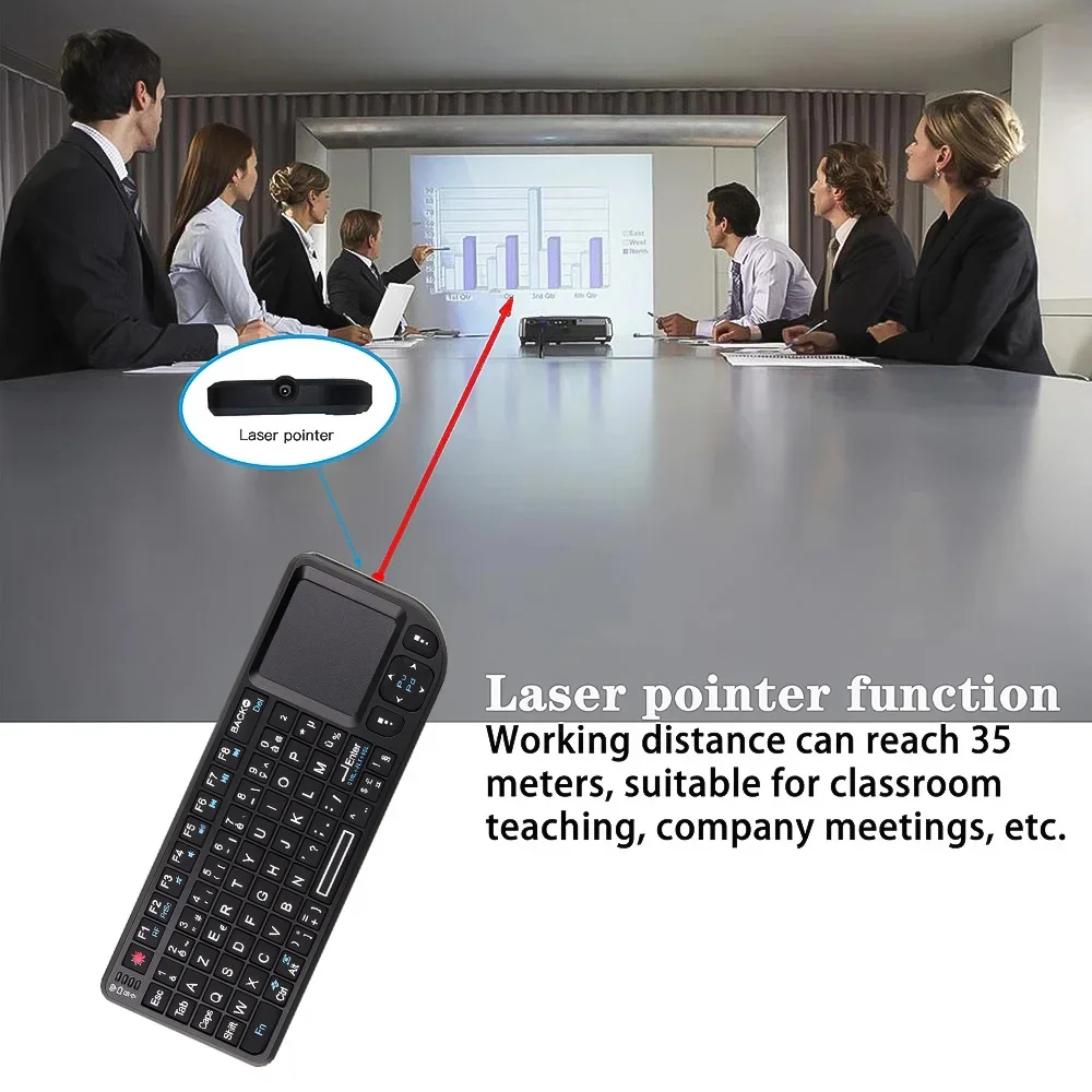 Compact Wireless Backlit Touchpad Keyboard with USB Rechargeable Air Mouse