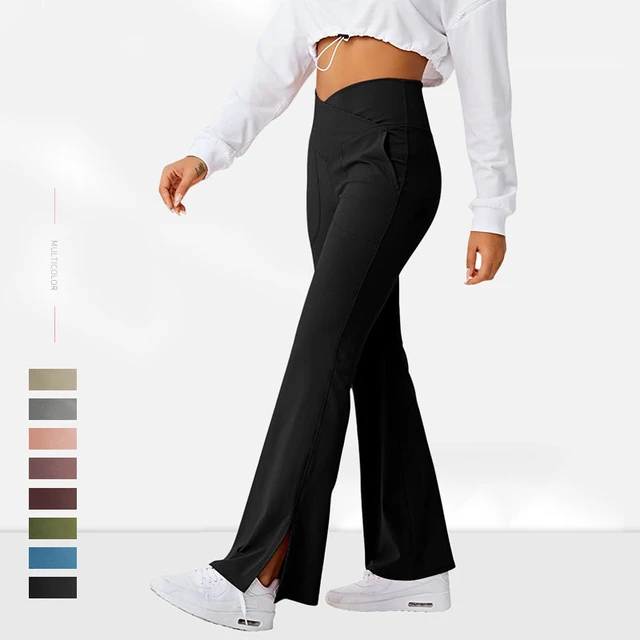 Black Bootcut Leggings with Strass Waist