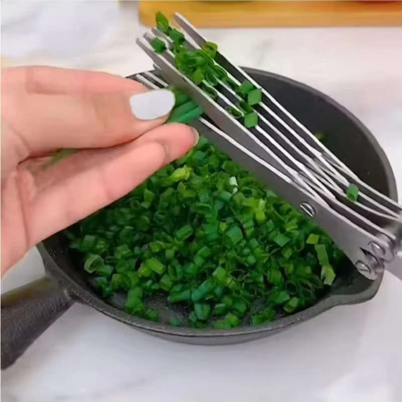 Muti-Layers Kitchen Scissors Stainless Steel Vegetable Cutter Scallion Herb Laver Spices cooking Tool Cut Kitchen Accessories