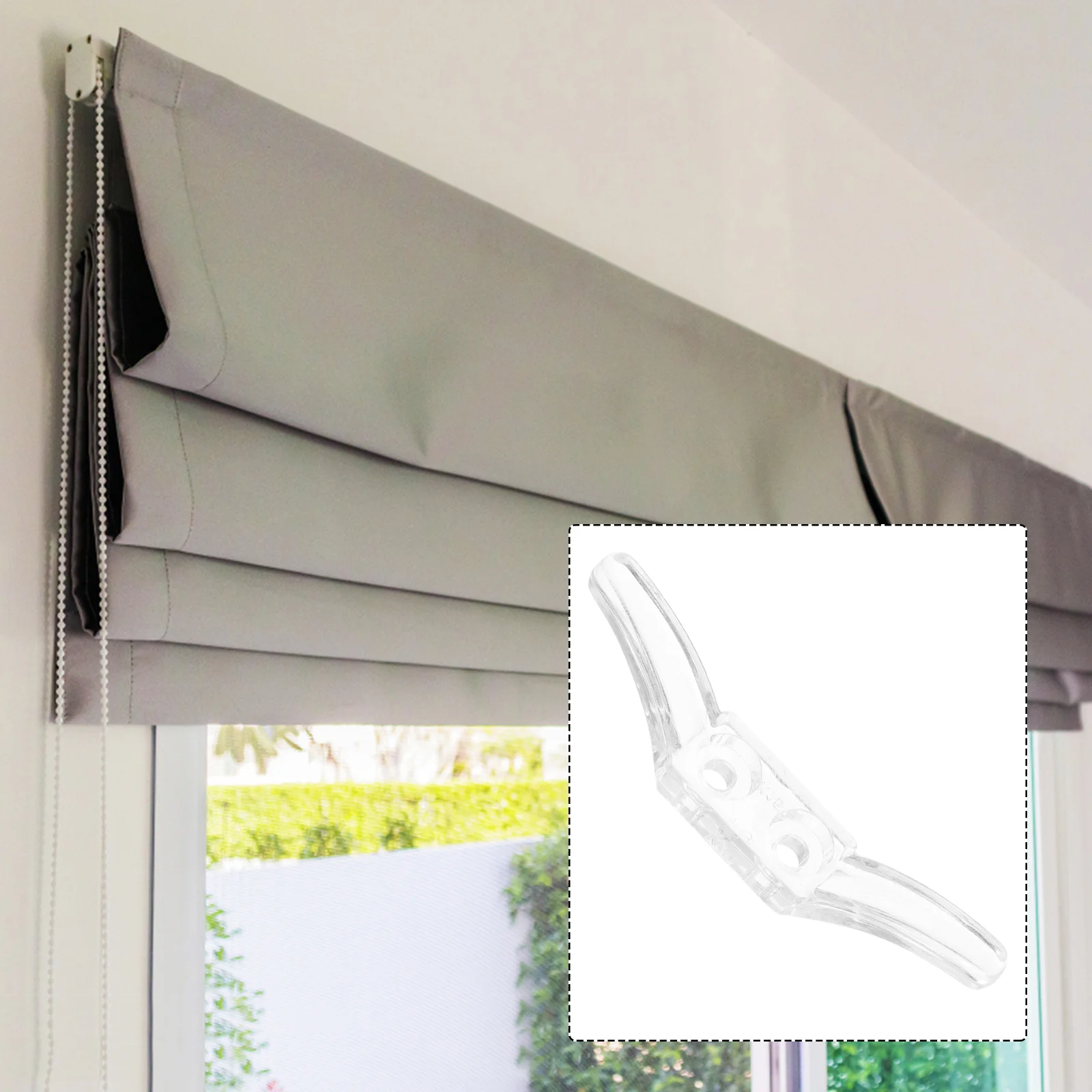 12 Pcs Window Blind Cord Cleats Transparent Hooks Acrylic Safety Kit Rope Cleat Holder Curtain Accessories Home Decor Garden