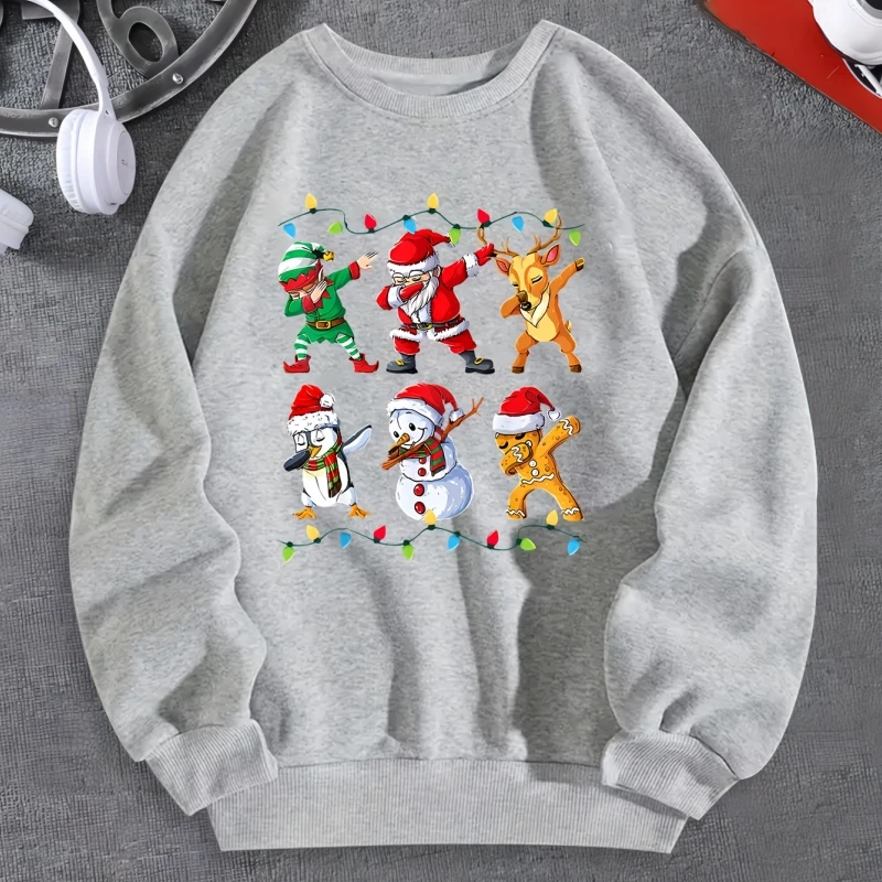 thumbnail image 1 of Nuevo jersey de invierno para hombre con estampado 3D de muñeco de nieve y Papá Noel, suéter de moda para deportes callejeros, tops casuales cálidos para hombre para uso diario, 1 of 4