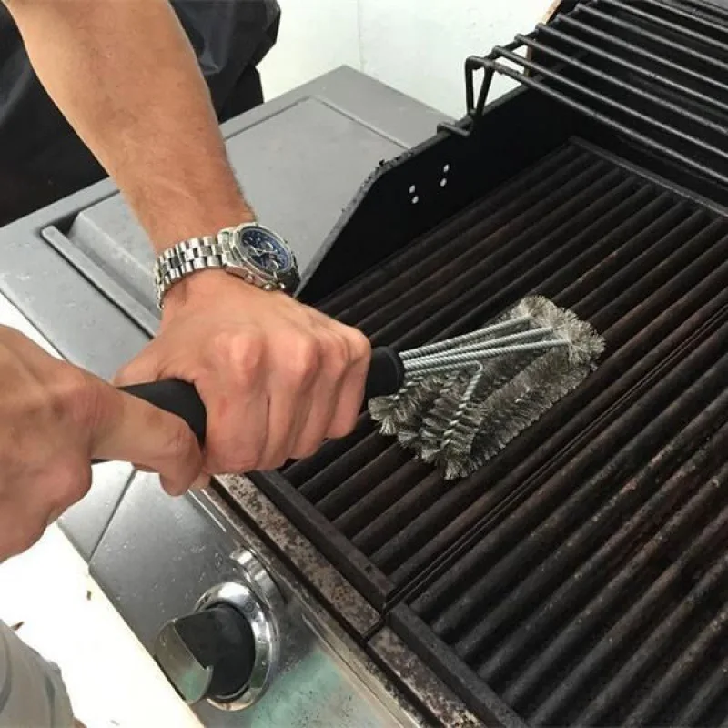 Kit Limpieza Parrilla BBQ: Cepillo y Raspador Acero Inoxidable Cerdas de Alambre. Accesorios Cocina Barbacoa.