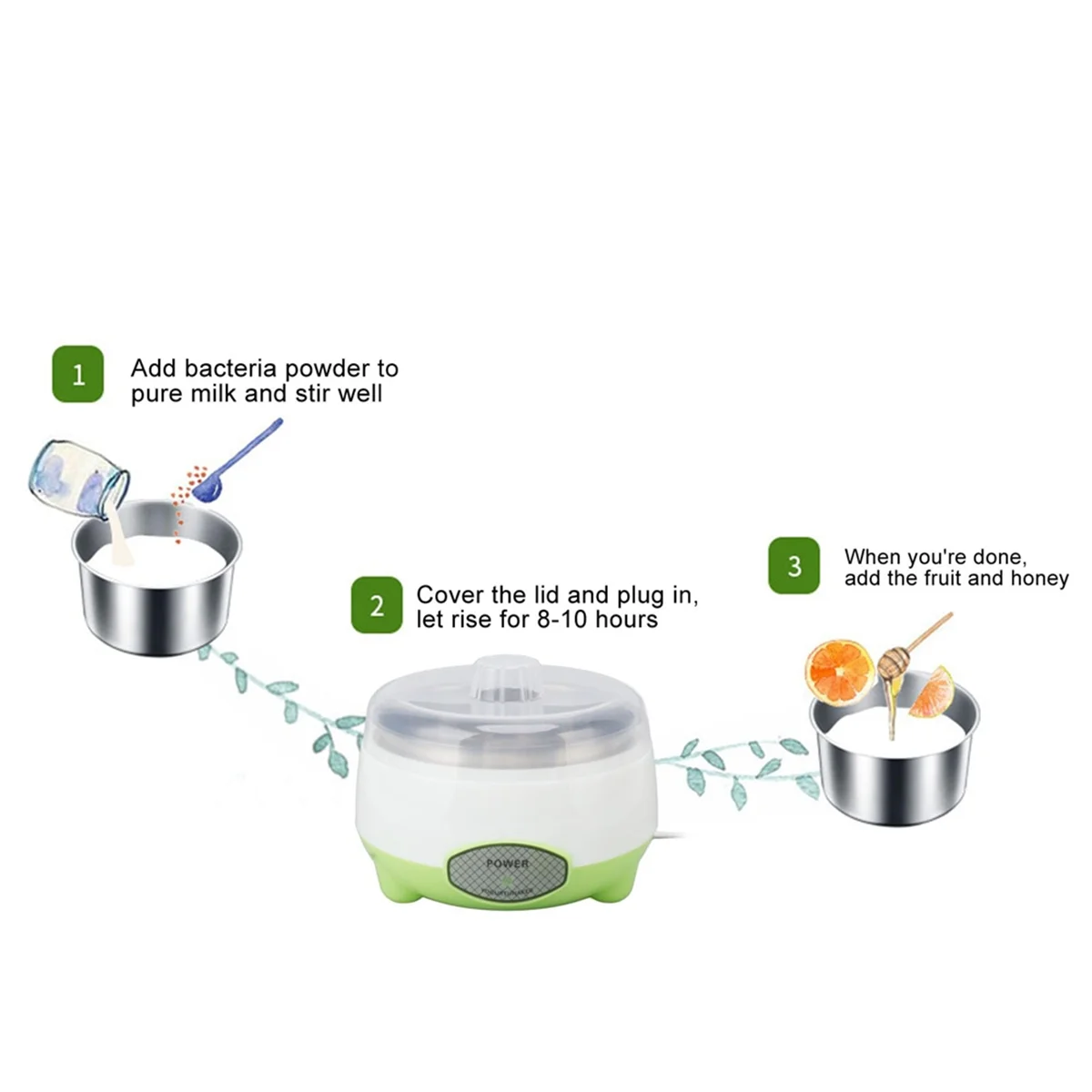 A78E-Yogurt Maker Compact Greek Yogurt Maker Machine DIY Homemade Yogurt for Home Organic Cheese US PLUG