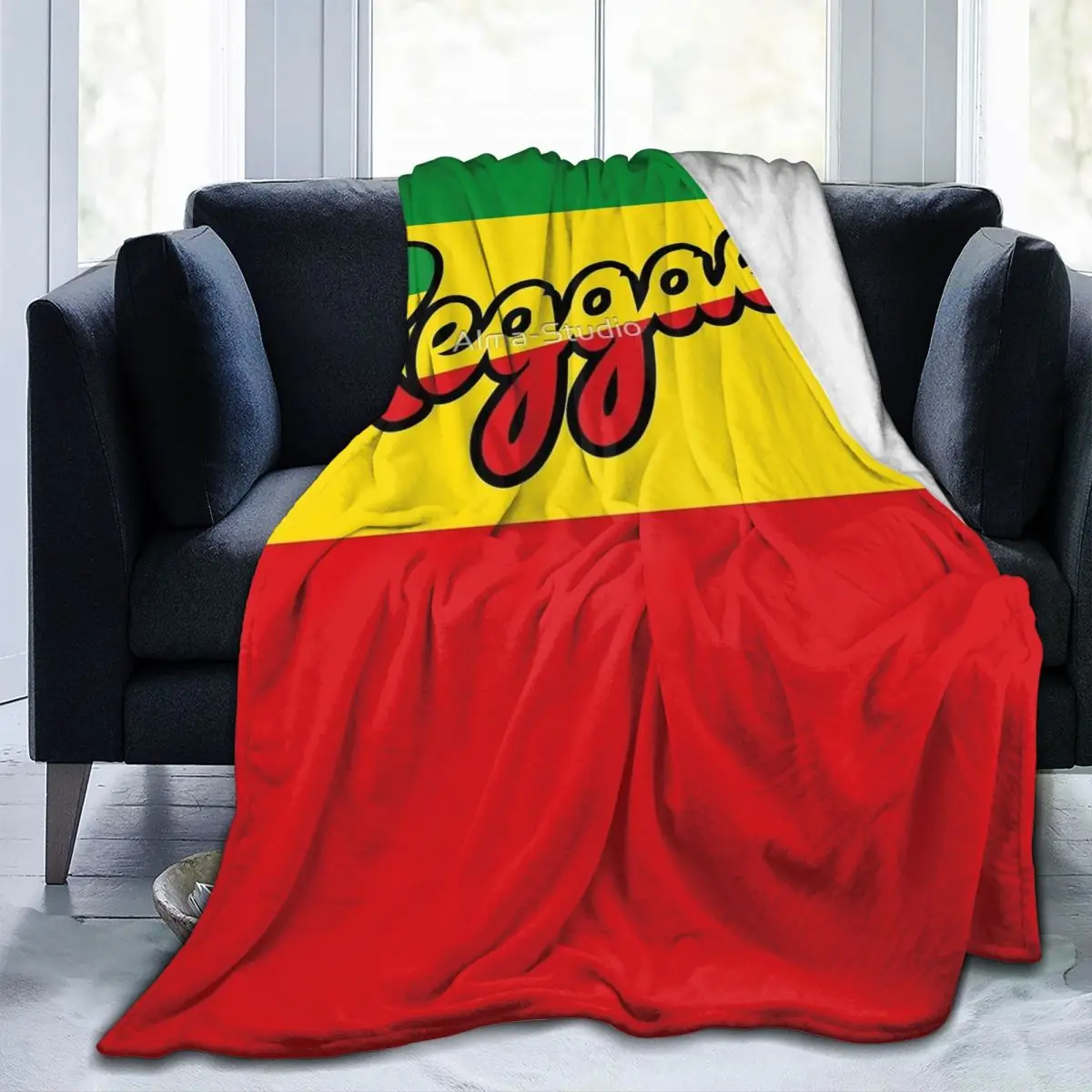 

Reggae Art With Rastafari Flag Throw Blanket Fashionable Warm Living Room AntiPilling